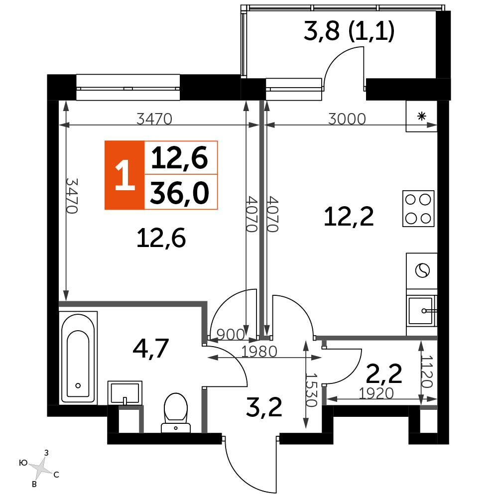 Купить 1-комнатную квартиру